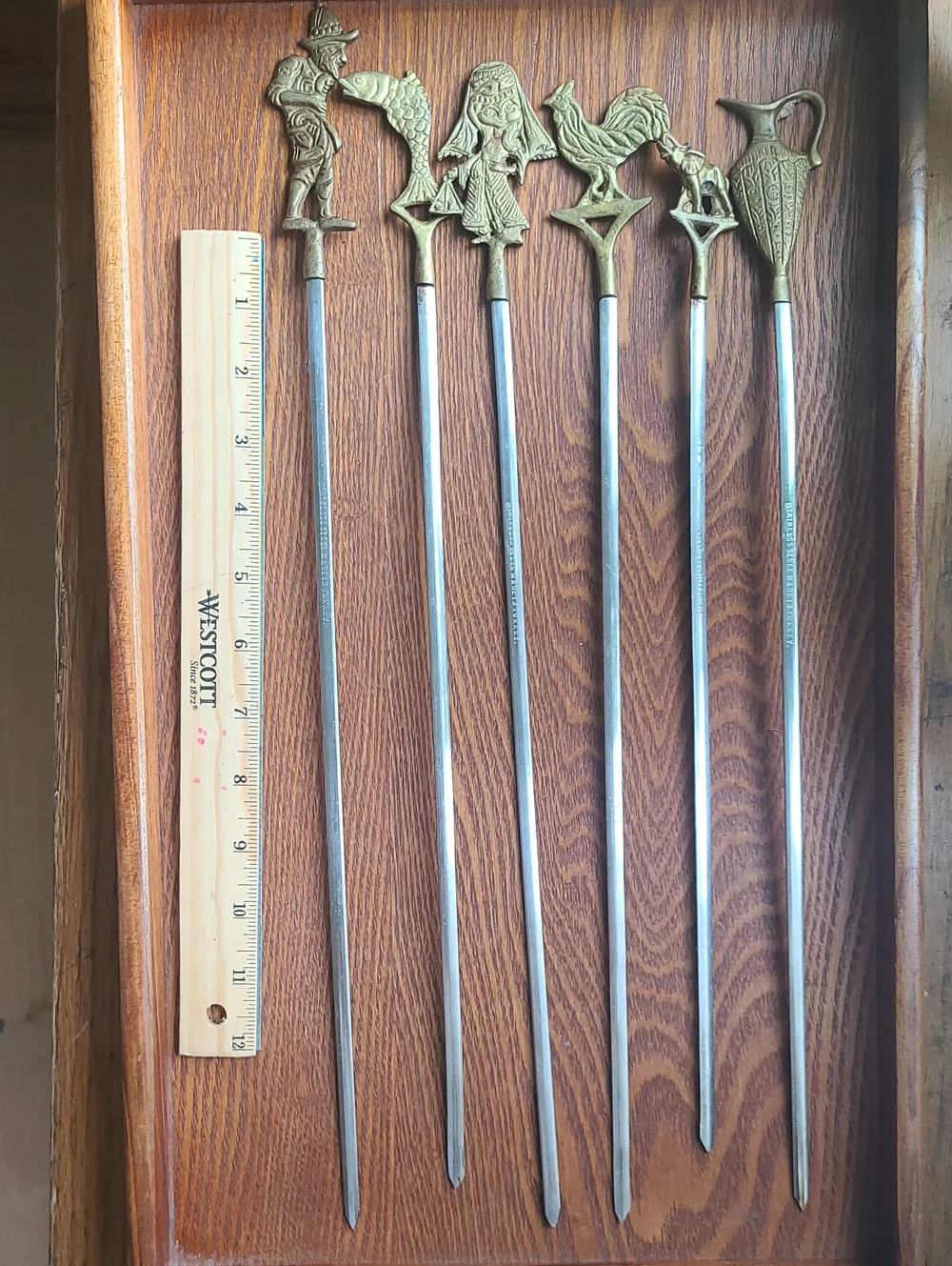 Vintage Turkish Brass-Top Decorative Skewers - Assorted Animal & Figure Designs
